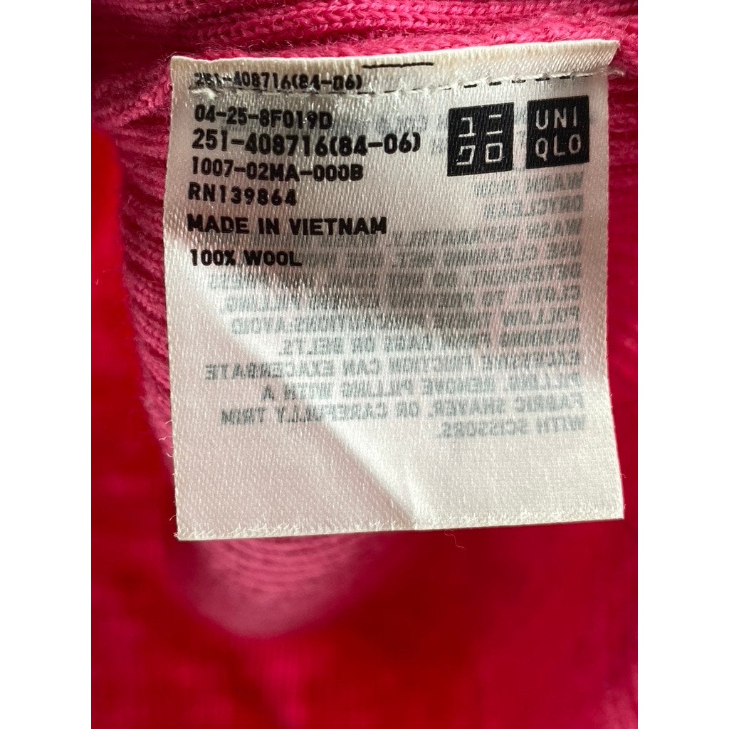 UNIQLO Women's Pink Ribbed Wool Long Sleeve Turtleneck Top SZ XS