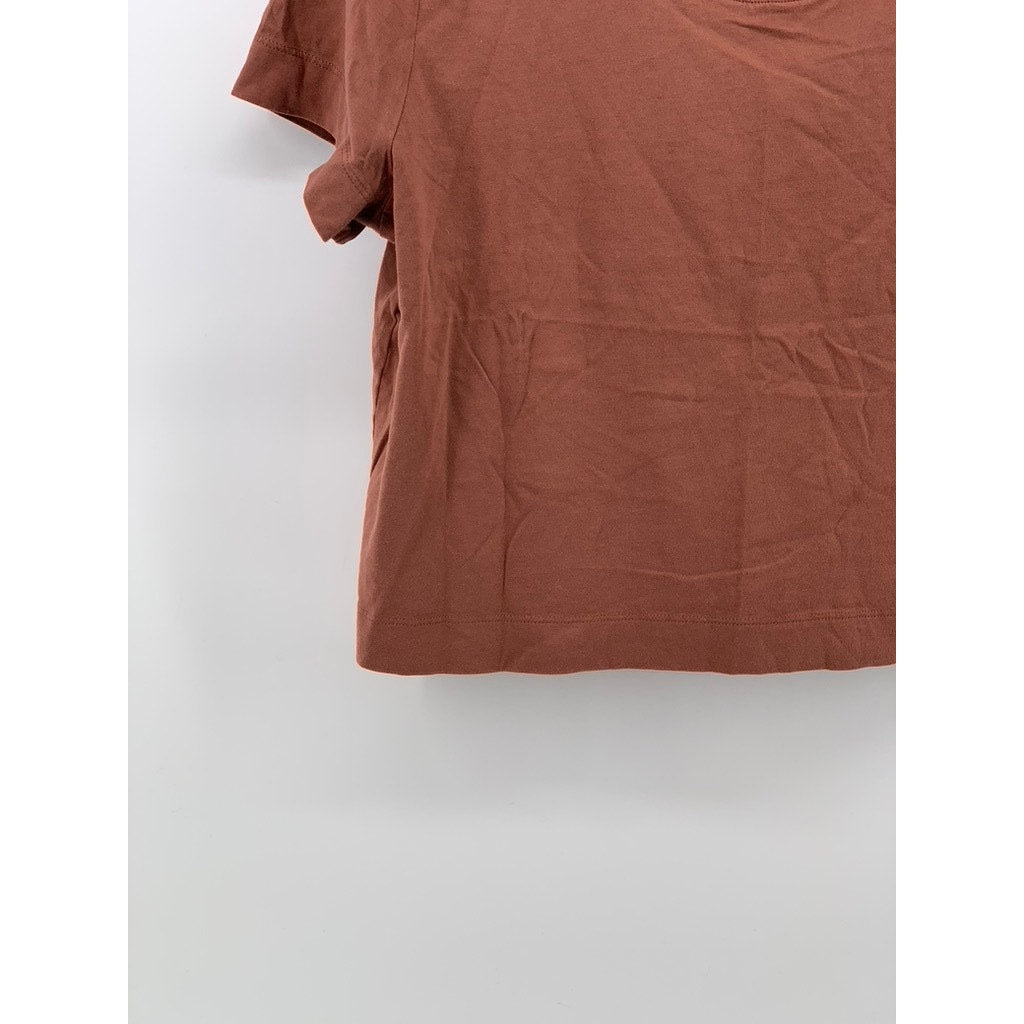 WILFRED FREE Women's Rust Solid Crewneck Short Sleeve Cropped Top SZ L