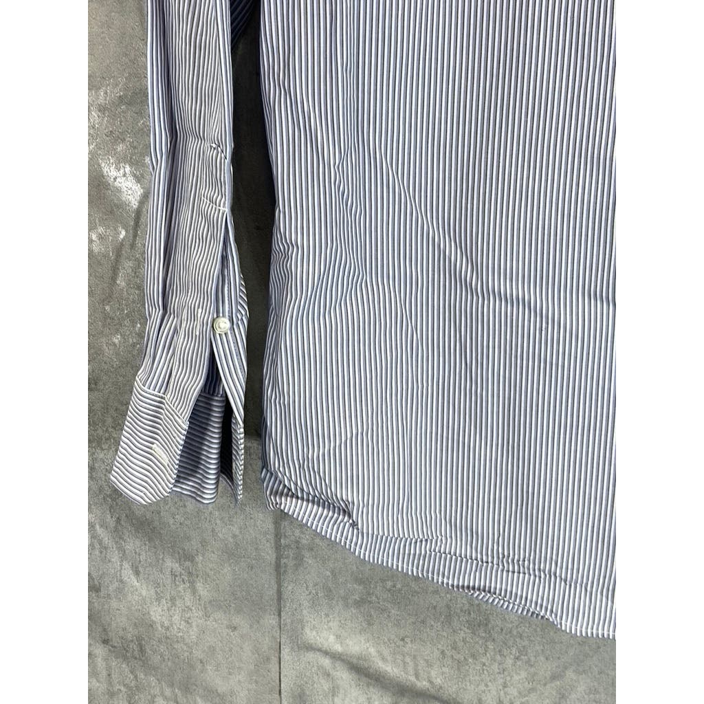 BANANA REPUBLIC Men's Tall Blue Striped Non-Iron Button-Up Dress Shirt SZ M 16.5