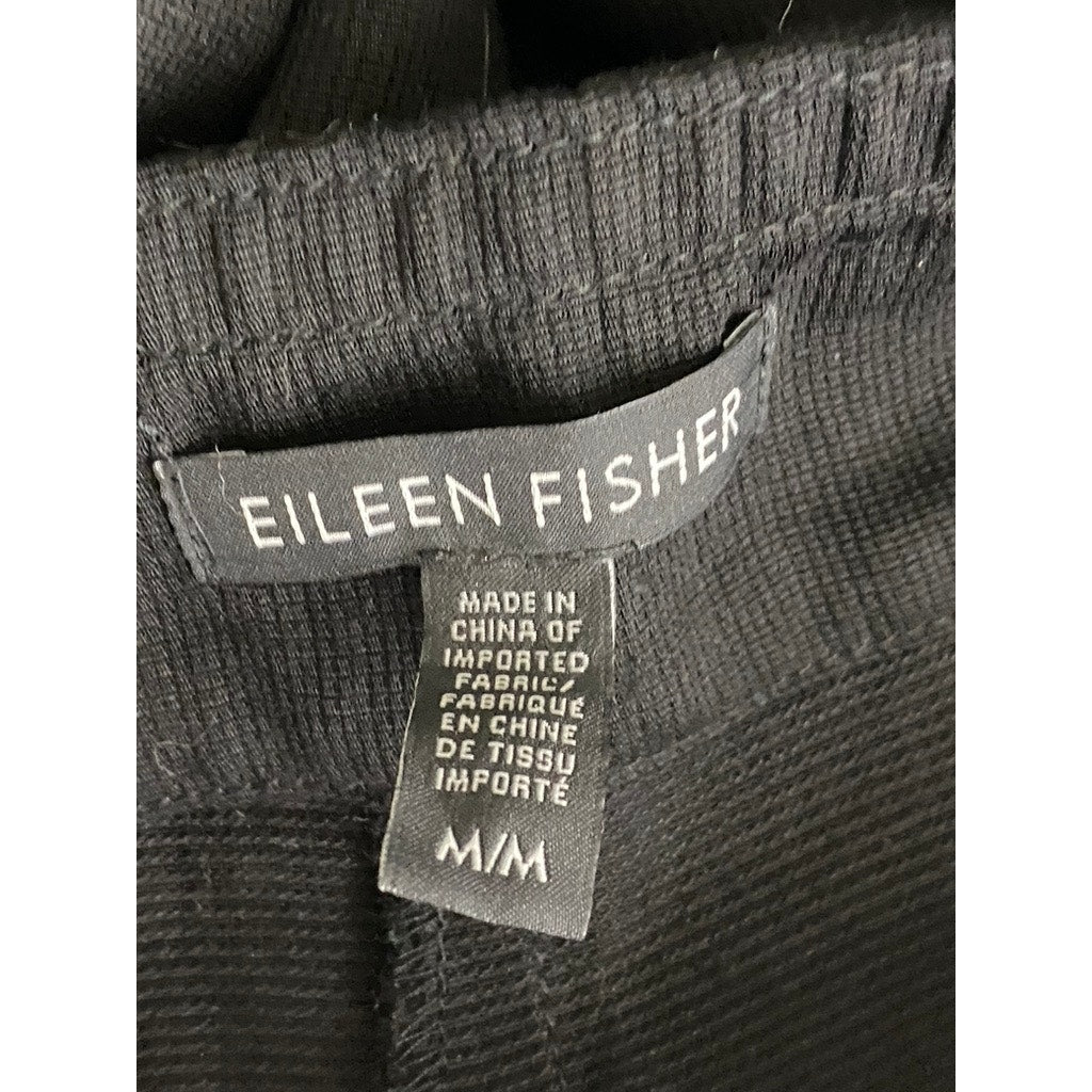 EILEEN FISHER Women's Black Stretch Jersey Knit Wide-Leg Pant SZ M