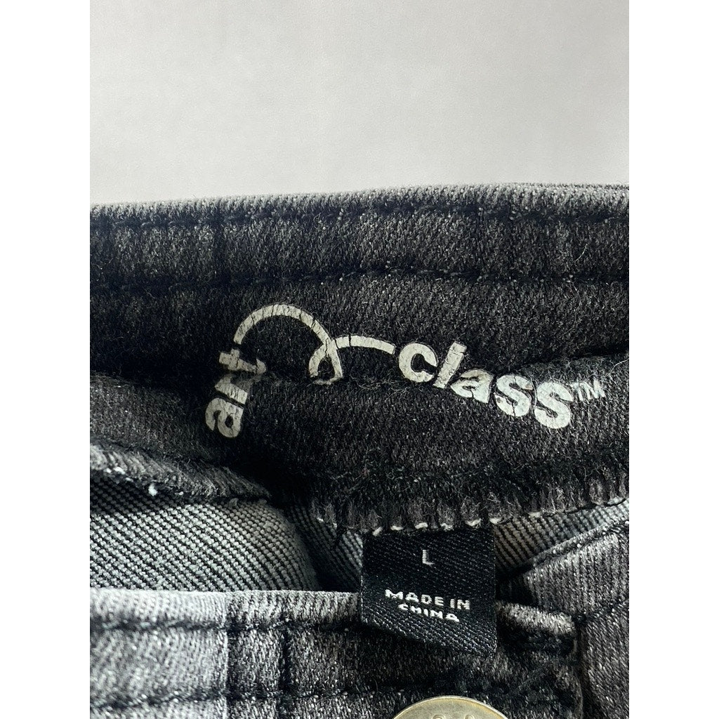 ART CLASS X TARGET Girls' Washed Black Denim Button-Front Overall Dress SZ L