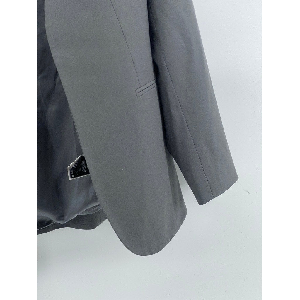 THEORY Women's Dark Gray Open Front Collarless Wool-Blend Lindrayia Blazer SZ 0