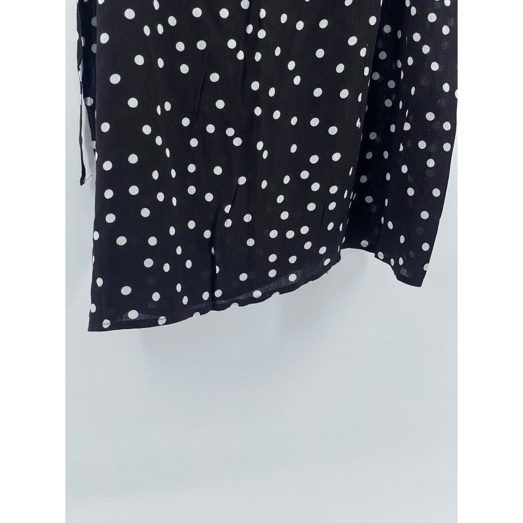 RE:NAMED Women's Black-White Polka Dot Wrap Midi Skirt SZ L
