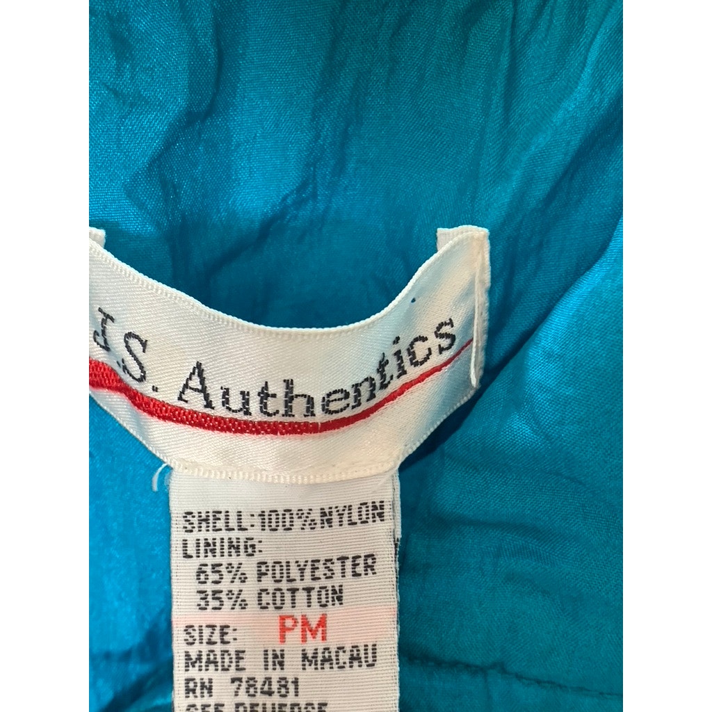 J.S AUTHENTICS Women's Petite Vintage Blue Zip-Up Nylon Windbreaker Jacket SZ PM