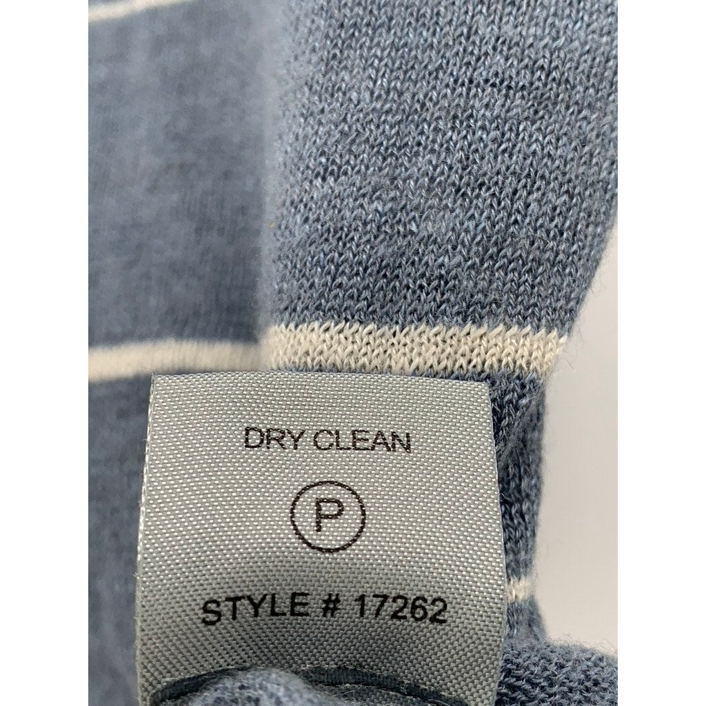 360 CASHMERE Women's Blue-White Linen-Cashmere Cropped Sweater SZ XS