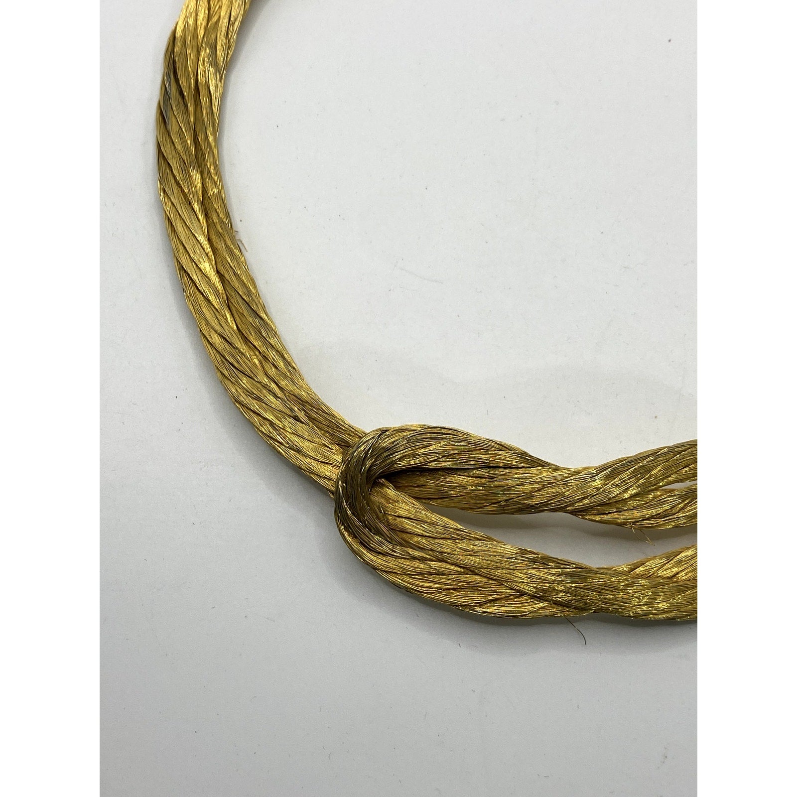 Women's Vintage 80's Brass Wire Gold Tone Hook & Loop Knot Choker Necklace