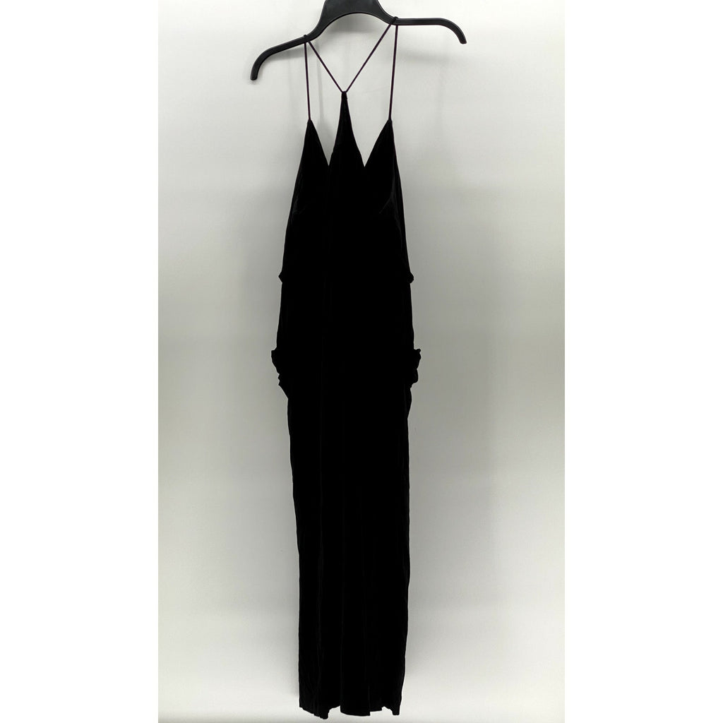 MOULINETTE SEOURS Women's Petite Black V-Neck Racerback Wide-Leg Jumpsuit SZ M/P