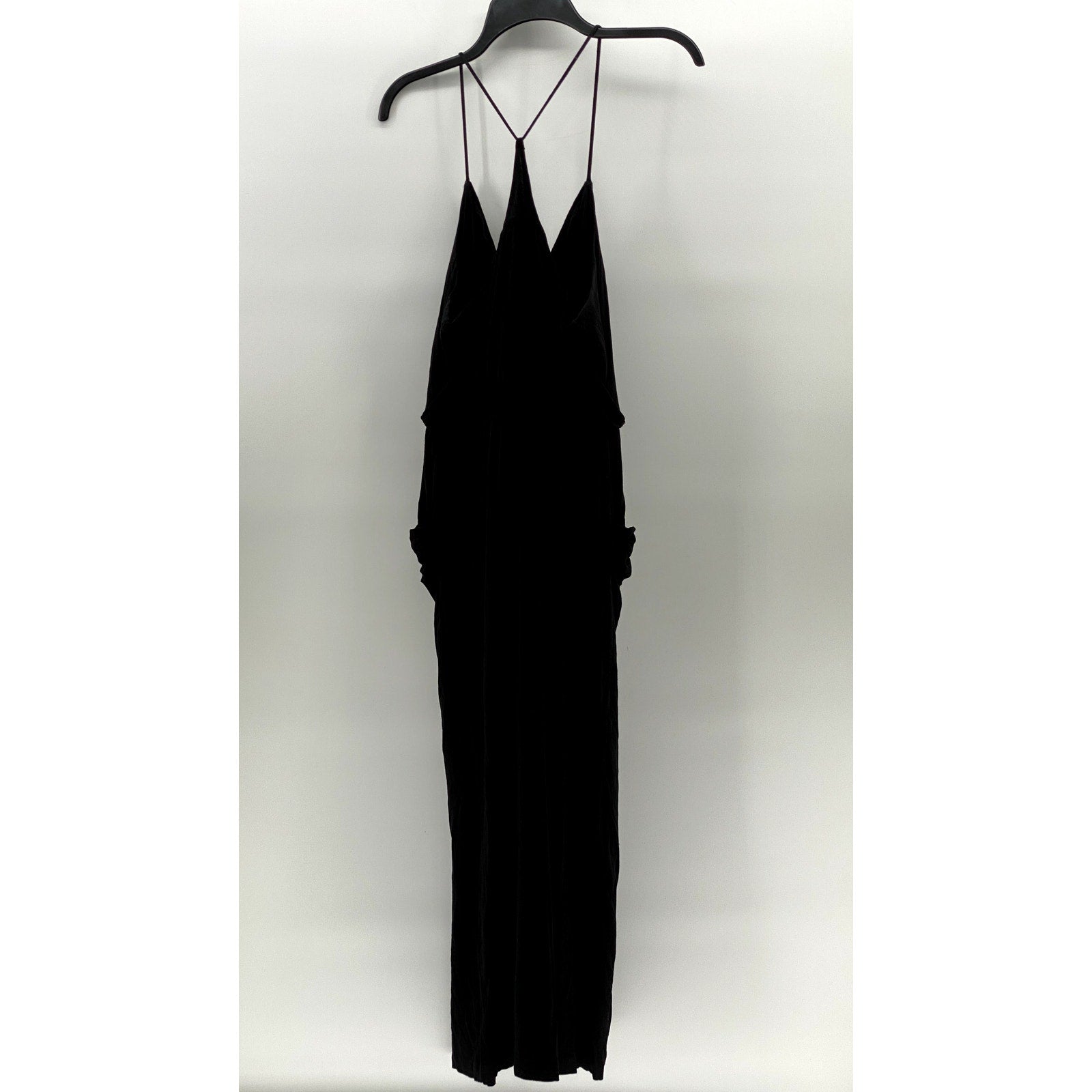 MOULINETTE SEOURS Women's Petite Black V-Neck Racerback Wide-Leg Jumpsuit SZ M/P