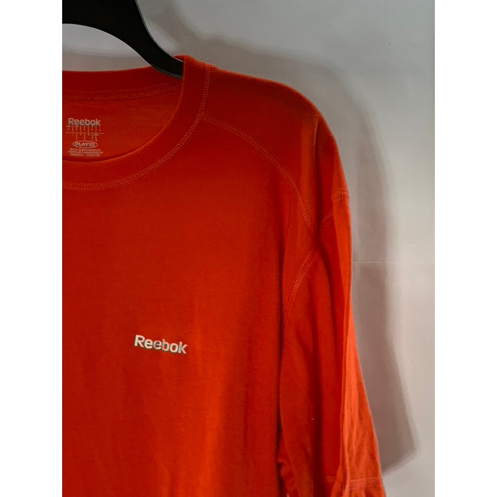 REEBOK Men's Red PlayDry Crewneck Short Sleeve Logo T-Shirt SZ L