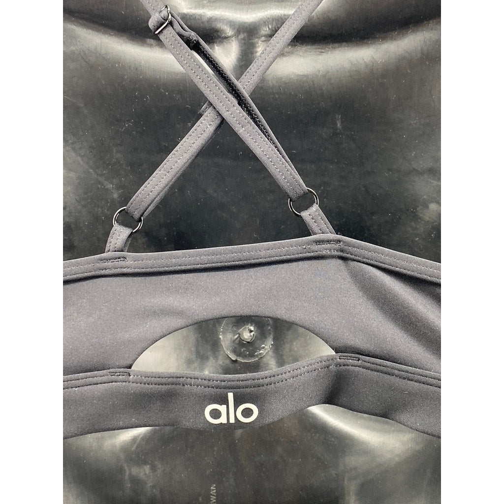 ALO Women's Black Spaghetti Strap Scoop-Neck Sports Bra SZ M