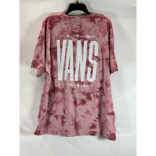 VANS Men's Red Tie-Dye Tall Type Graphic Classic-Fit Crewneck T-Shirt SZ XL