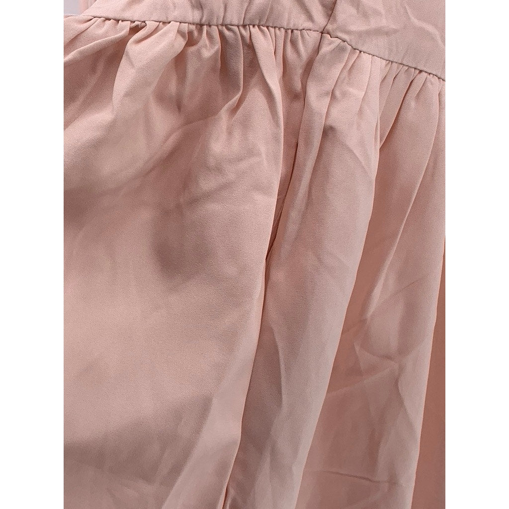 UNBRANDED Women's Light Pink Solid Fit & Flare Spaghetti Strap Midi Dress SZ S