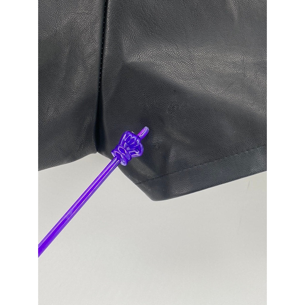 ON FLEEK Women's Black Faux Leather High-Rise Shorts SZ S