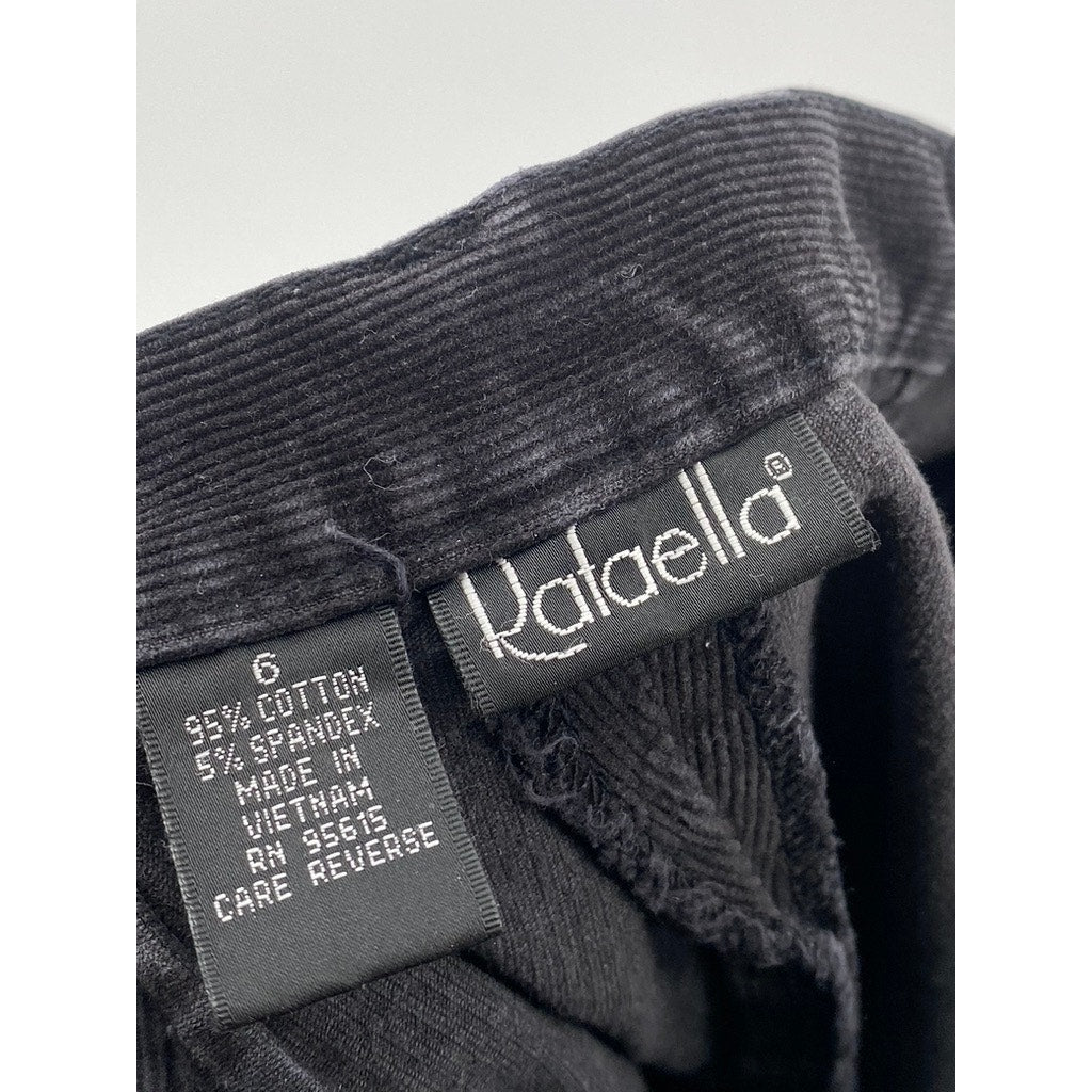 RAFAELLA Women's Black Straight-Leg Regular-Fit Corduroy Pant SZ 6