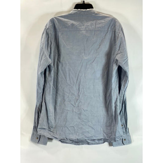SCOTCH & SODA Men's Light Blue Raw Mandarin Collar Regular-Fit Collar SZ XL