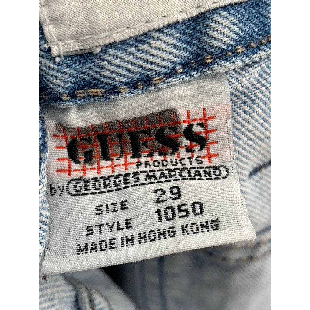 GUESS By GEORGES MARCIANO Women's Vintage Blue Denim Distressed Shorts SZ 29