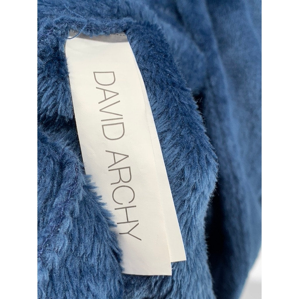 DAVID ARCHY Men's Blue Fleece Embroidered Robe SZ L/XL