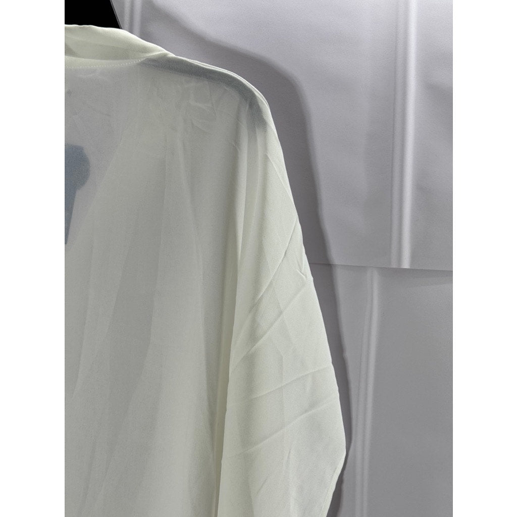 CUPSHE Women's Cream Nala Button-Front Short Sleeve Shirt Kimono SZ L