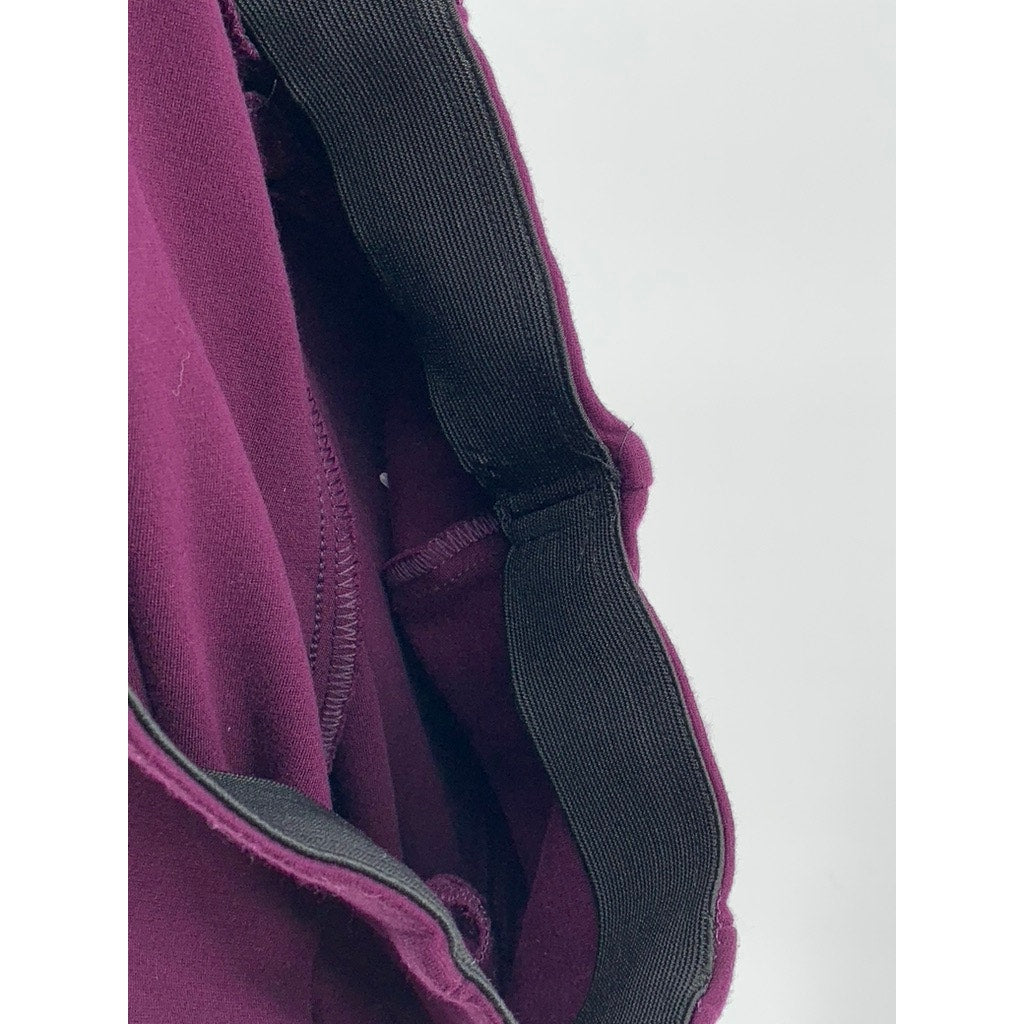 CALVIN KLEIN Women's Burgundy Solid Pull-On Ankle Pants SZ 10