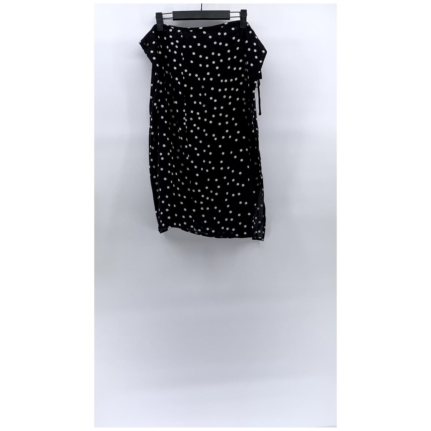 RE:NAMED Women's Black-White Polka Dot Wrap Midi Skirt SZ L