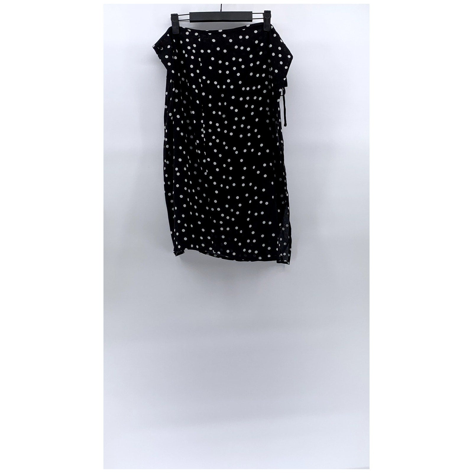 RE:NAMED Women's Black-White Polka Dot Wrap Midi Skirt SZ L
