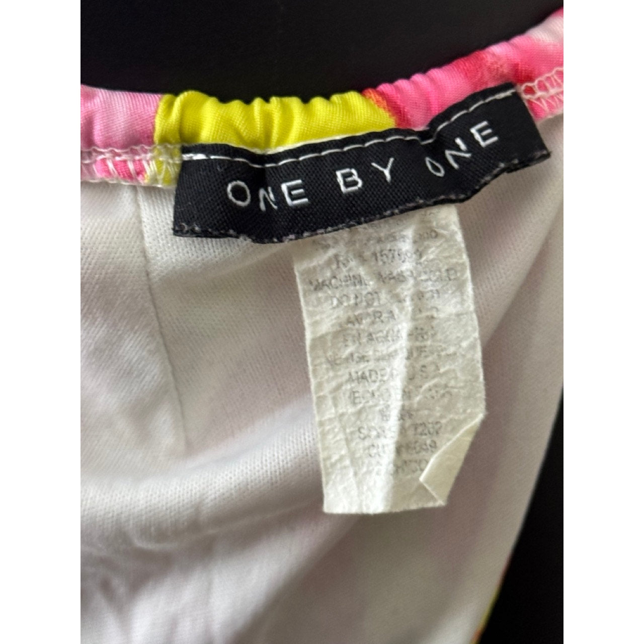 ONE BY ONE Women's Yellow/Pink Tie-Dye Halter Bikini Top SZ S