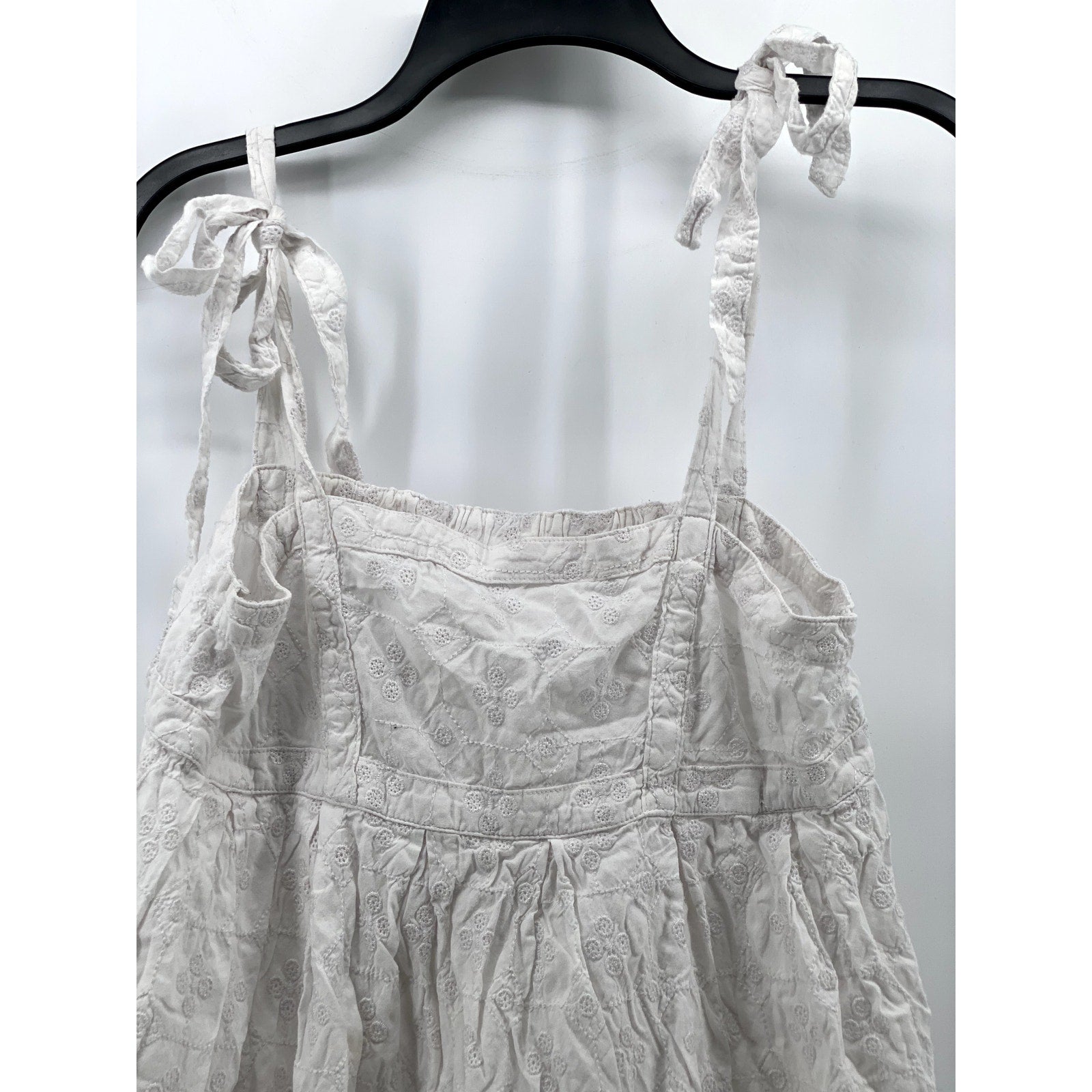 OLD NAVY Women's White Calla Lily Straight Neck Tie-Sleeve Mini Babydoll Dress S