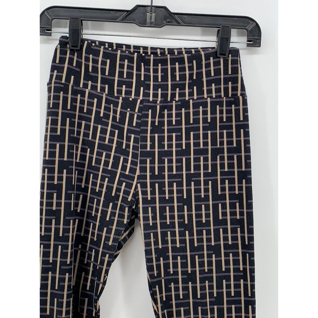LULAROE Women's Black-Beige Printed Leggings SZ OS