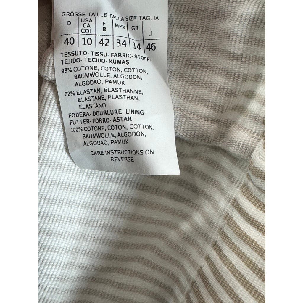 MARELLA SPORT Women's Button Down Striped Tan/White Shirt Jacket SZ 10 US