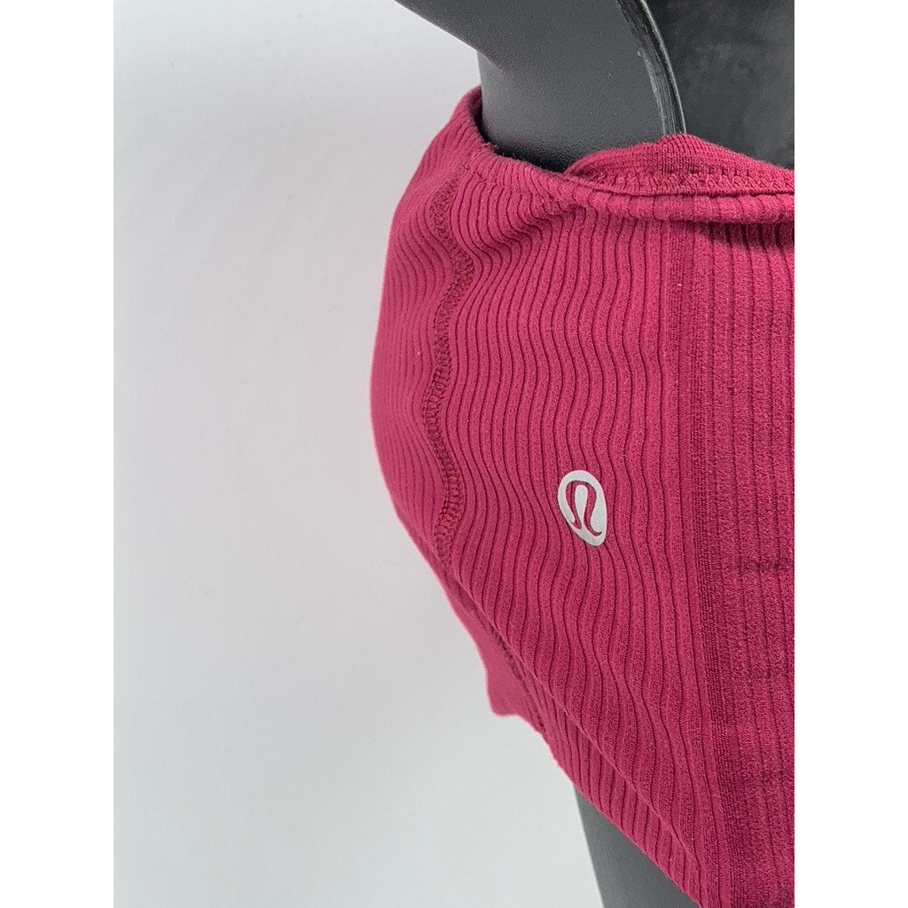 LULULEMON Women's Fuchsia Pink Ribbed Cutout Asymmetrical One-Shoulder Bra SZ 6