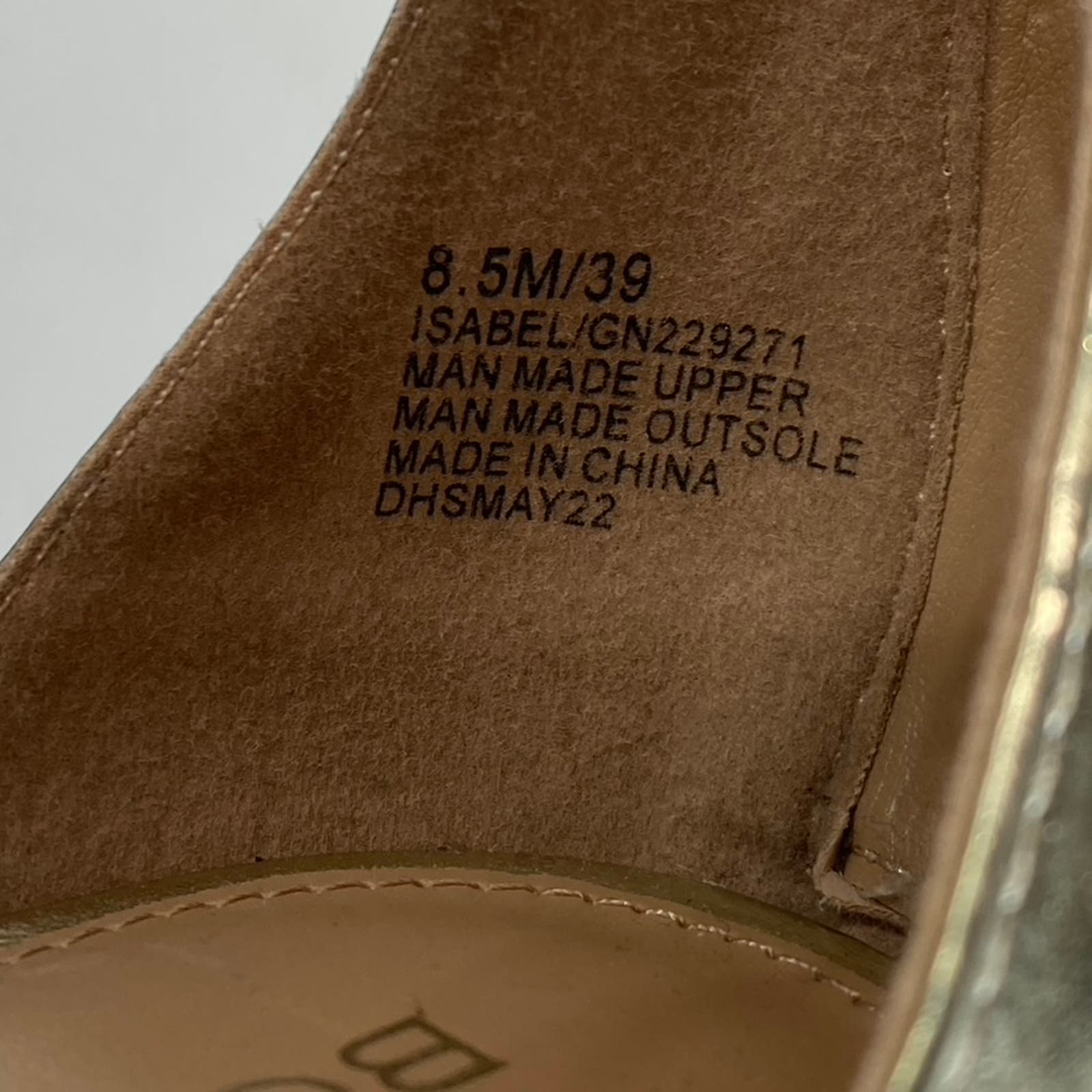 BCBGENERATION Women's Gold Metallic Isabel Braided Chain Heeled Sandals SZ 8.5