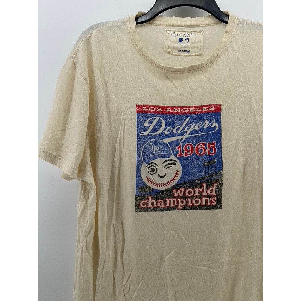 WRIGHT & DITSON Men's Cream Vintage LA Dodgers Graphic Crewneck T-Shirt SZ M