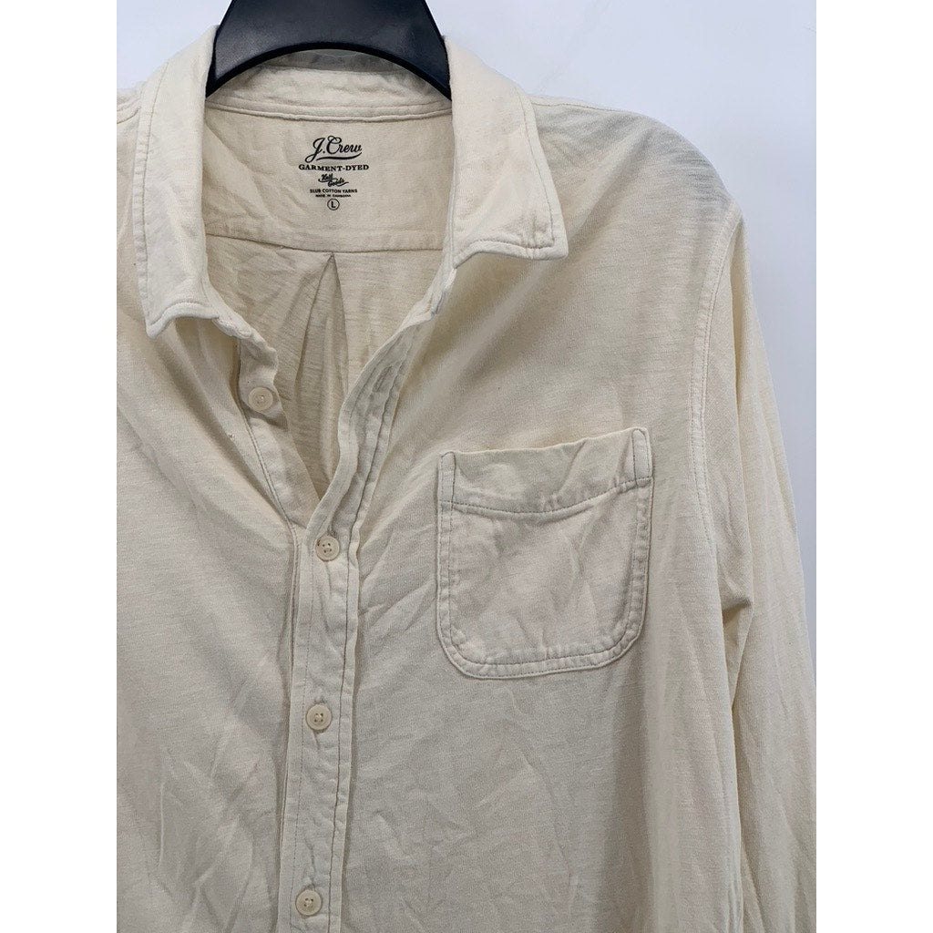 J.CREW Men's Off-White Garment Dyed Button-Up Long Sleeve Shirt SZ L