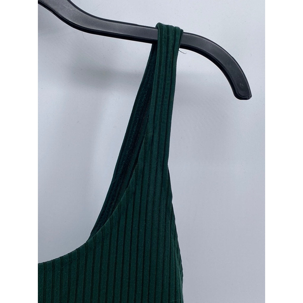 URBAN OUTFITTERS Women's Emerald Green Ribbed Scoop-Neck Knee Length Dress SZ M