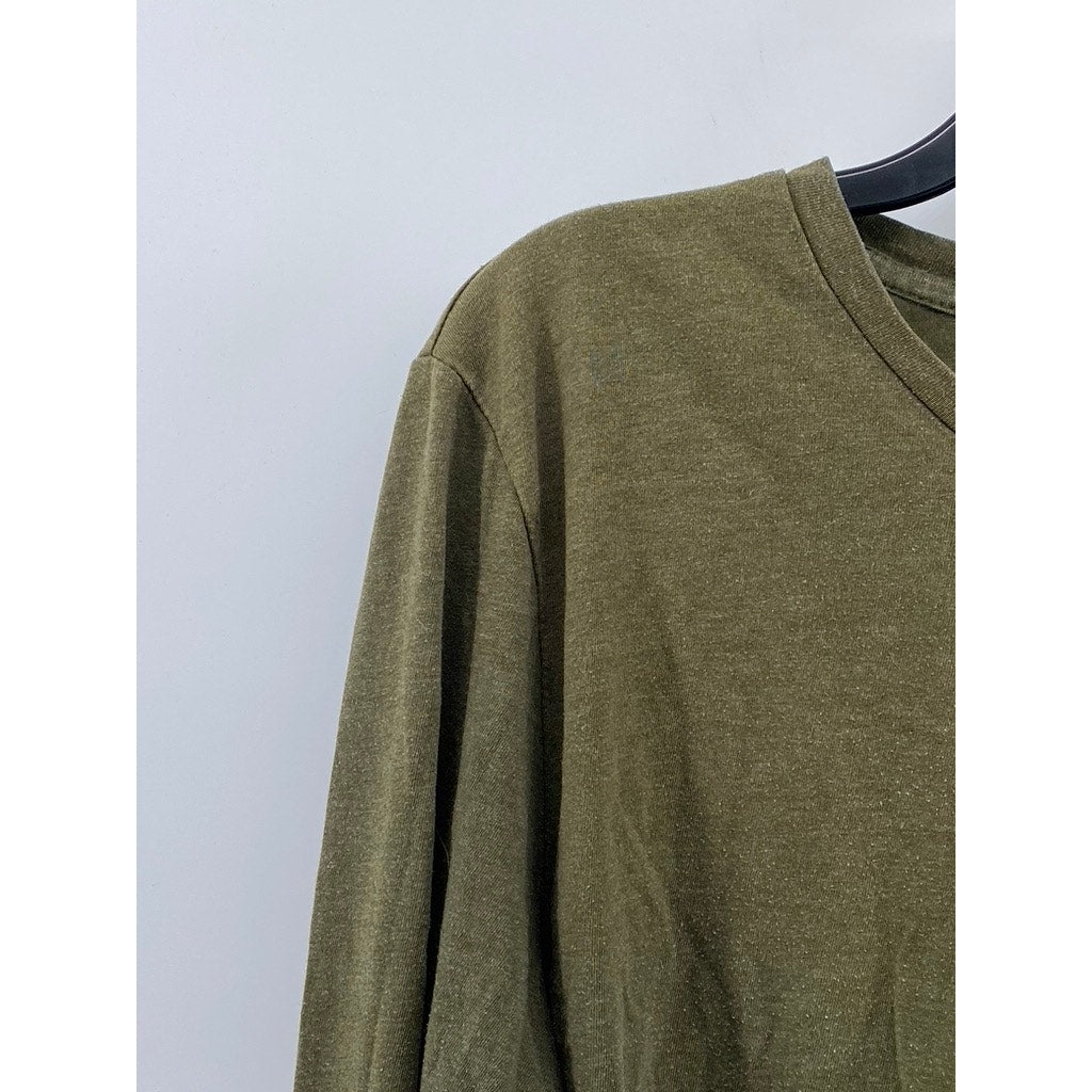 CITY STREETS Women's Olive Green Crewneck The Future Long Sleeve Top SZ M