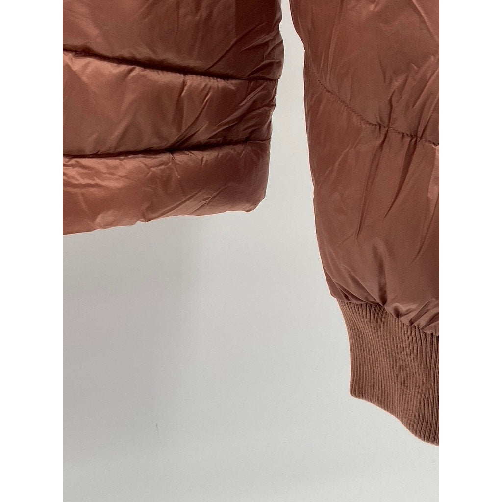 BERNIE BERNARDO Women's Rich Copper Zip-Up Stand Collar Puffer Jacket SZ S