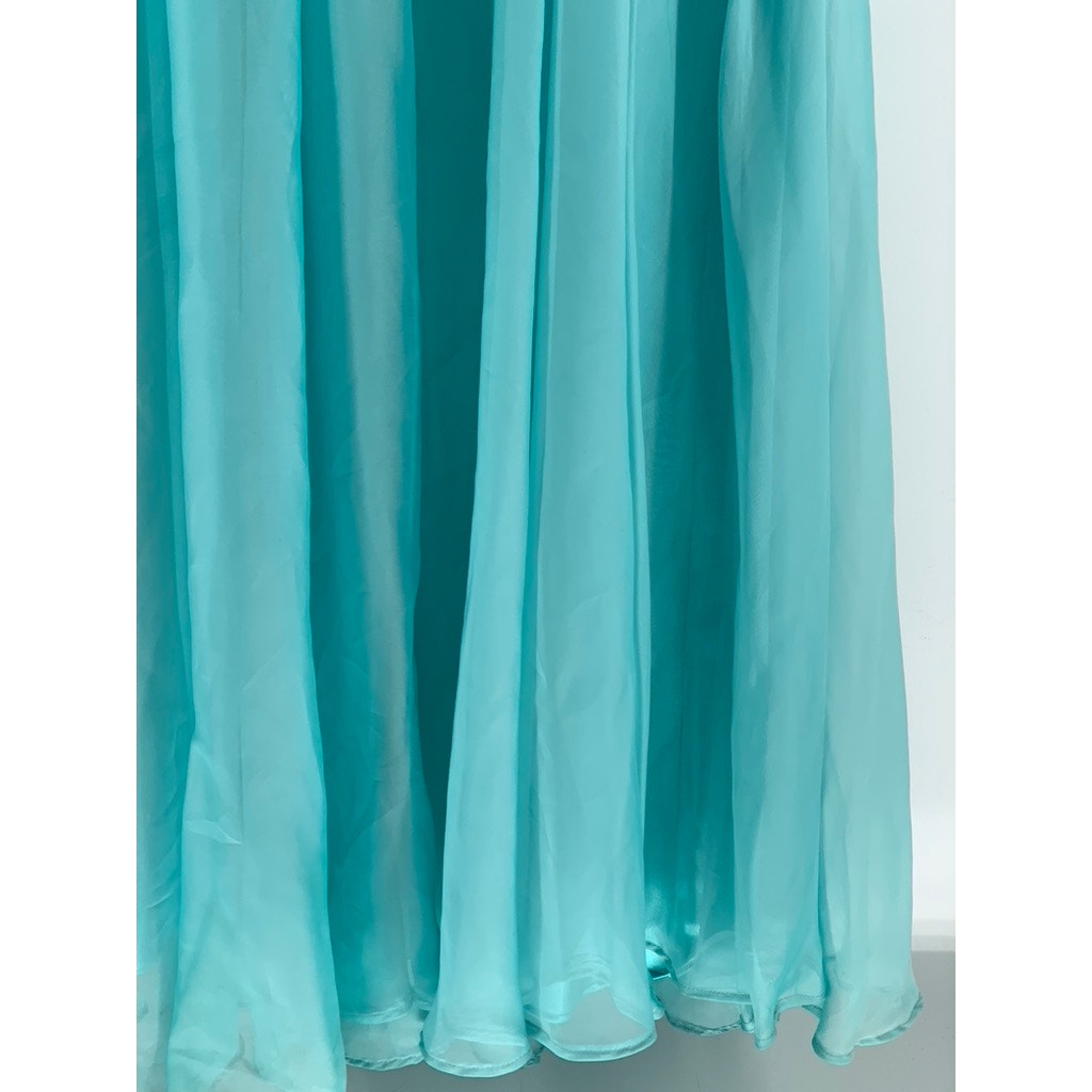LA FEMME Women's Blue Rhinestone Strappy-Back Strapless Gown SZ 6