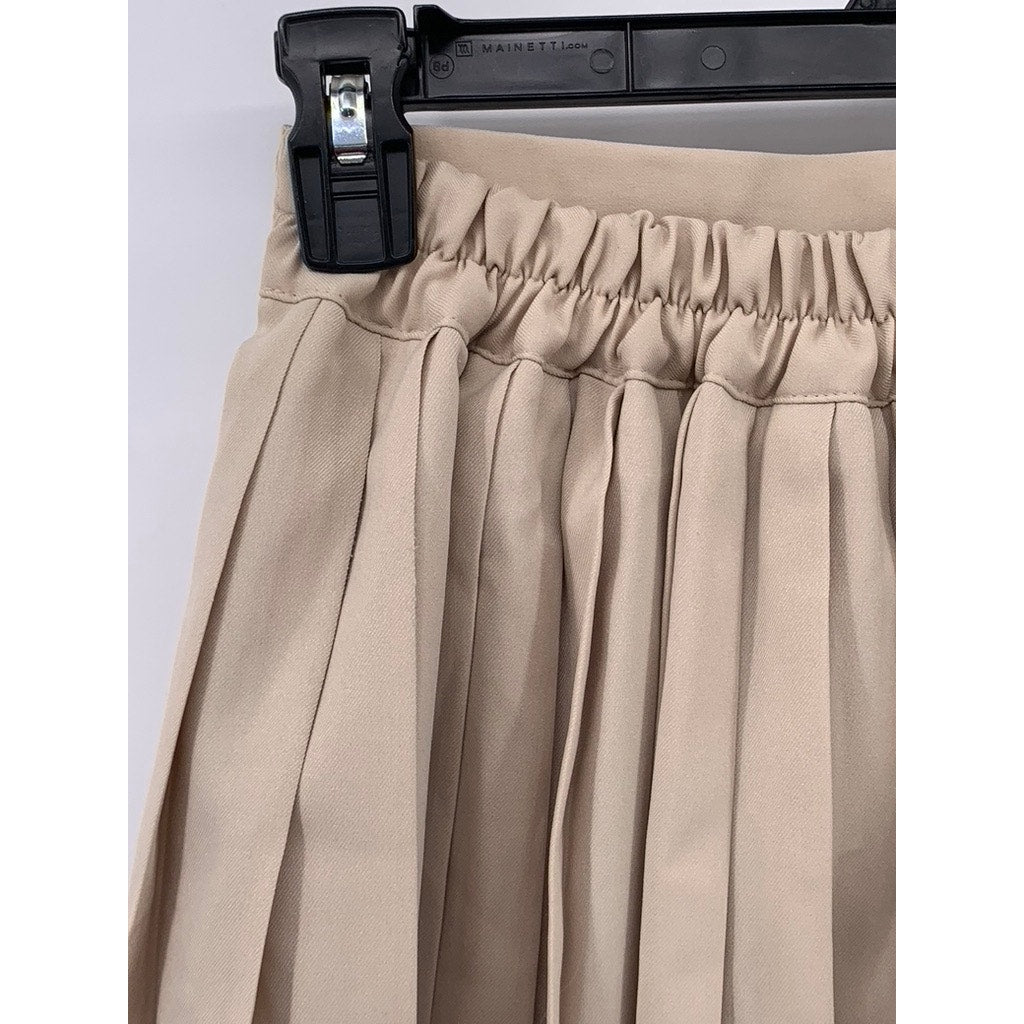 3.3 FIELD TRIP Women's Beige Pleated A-Line Mini Skirt SZ OS