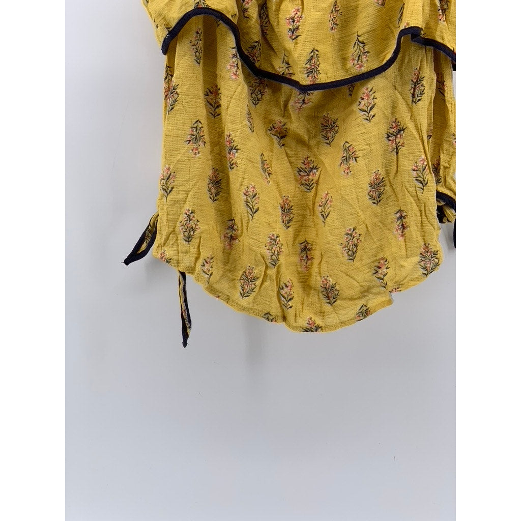 SWEET WANDERER Women's Yellow Floral Print Off-The-Shoulder Overlay Top SZ S