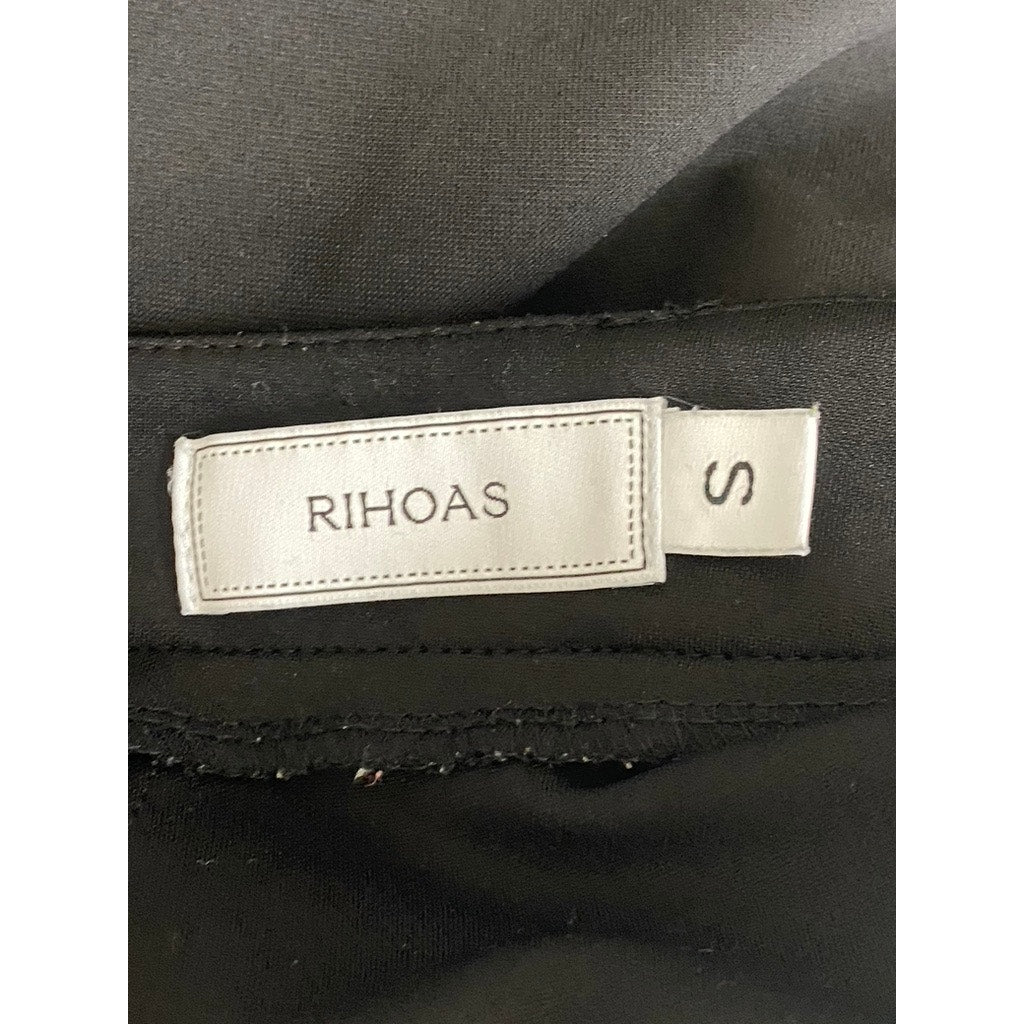 RIHOAS Women's Black Solid Slit-Hem Pull-On Back-Zipper Dress Pants SZ S