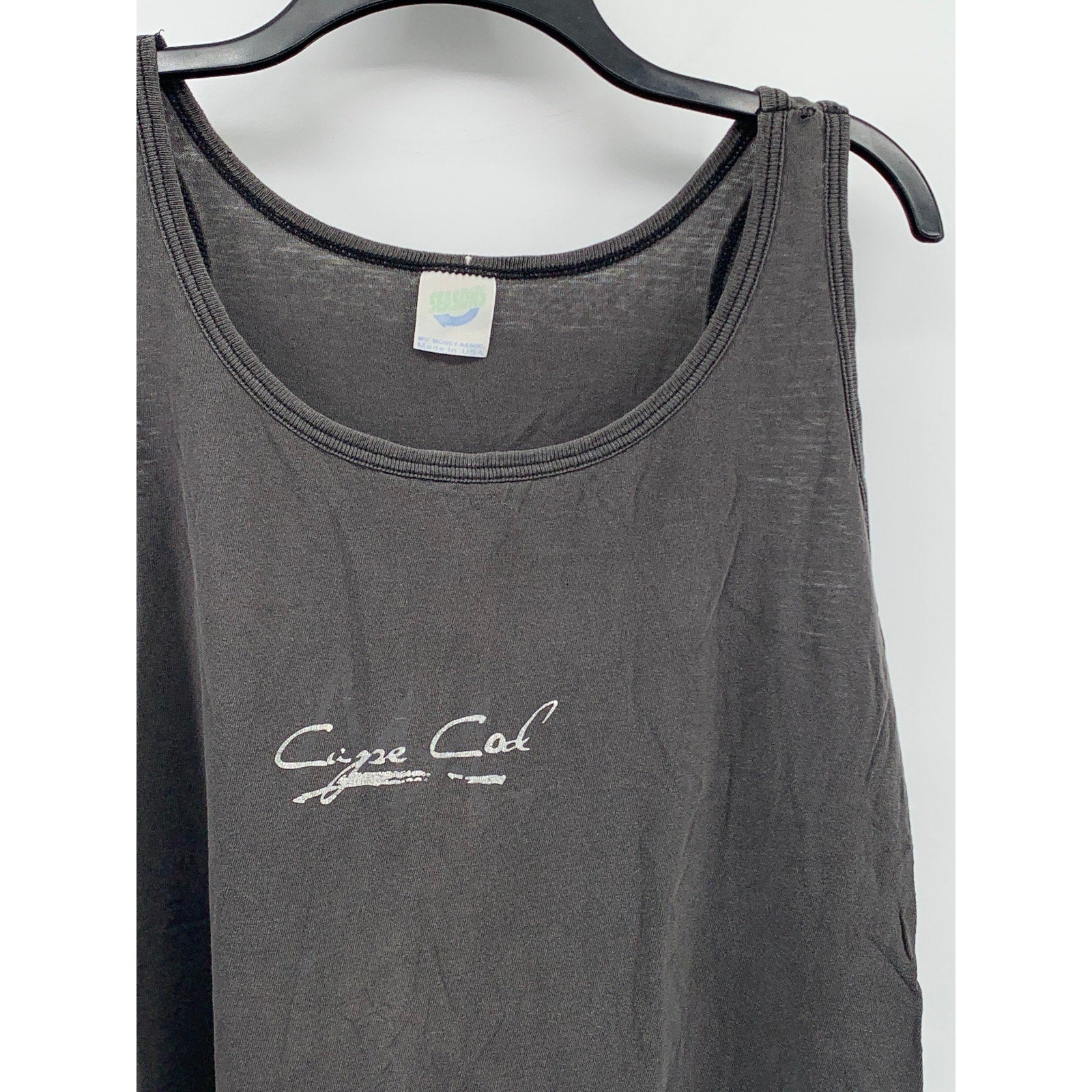 SEASONS Men's Gray Distressed Cape Cod Logo Scoop-Neck Pullover Tank SZ M
