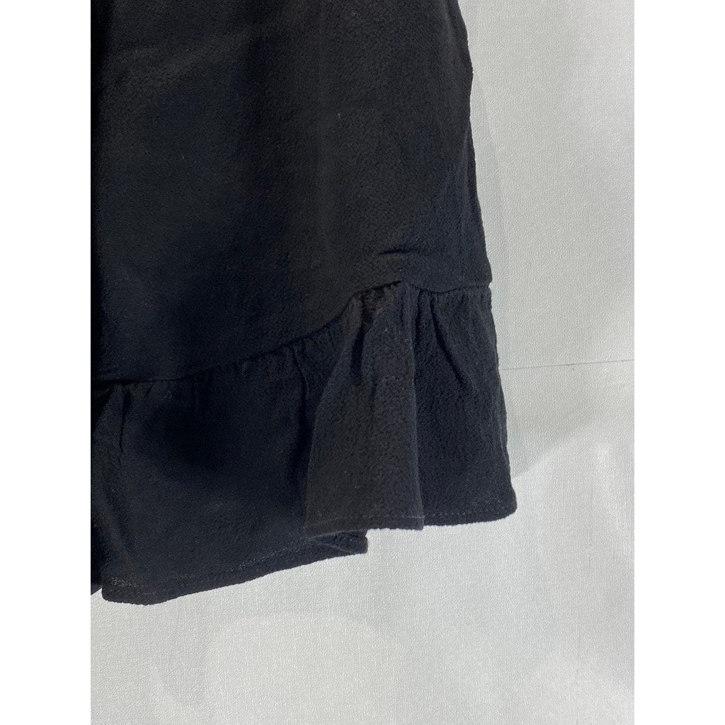 FLYNN SKYE Women's Black Milan Ruffle-Hem Mini Skirt SZ M