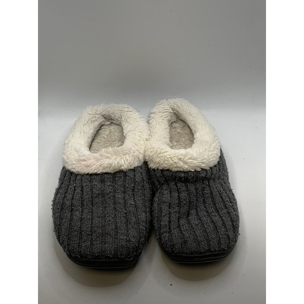 DEAR FOAMS Women's Charcoal Ribbed Faux Fur Slippers SZ 8