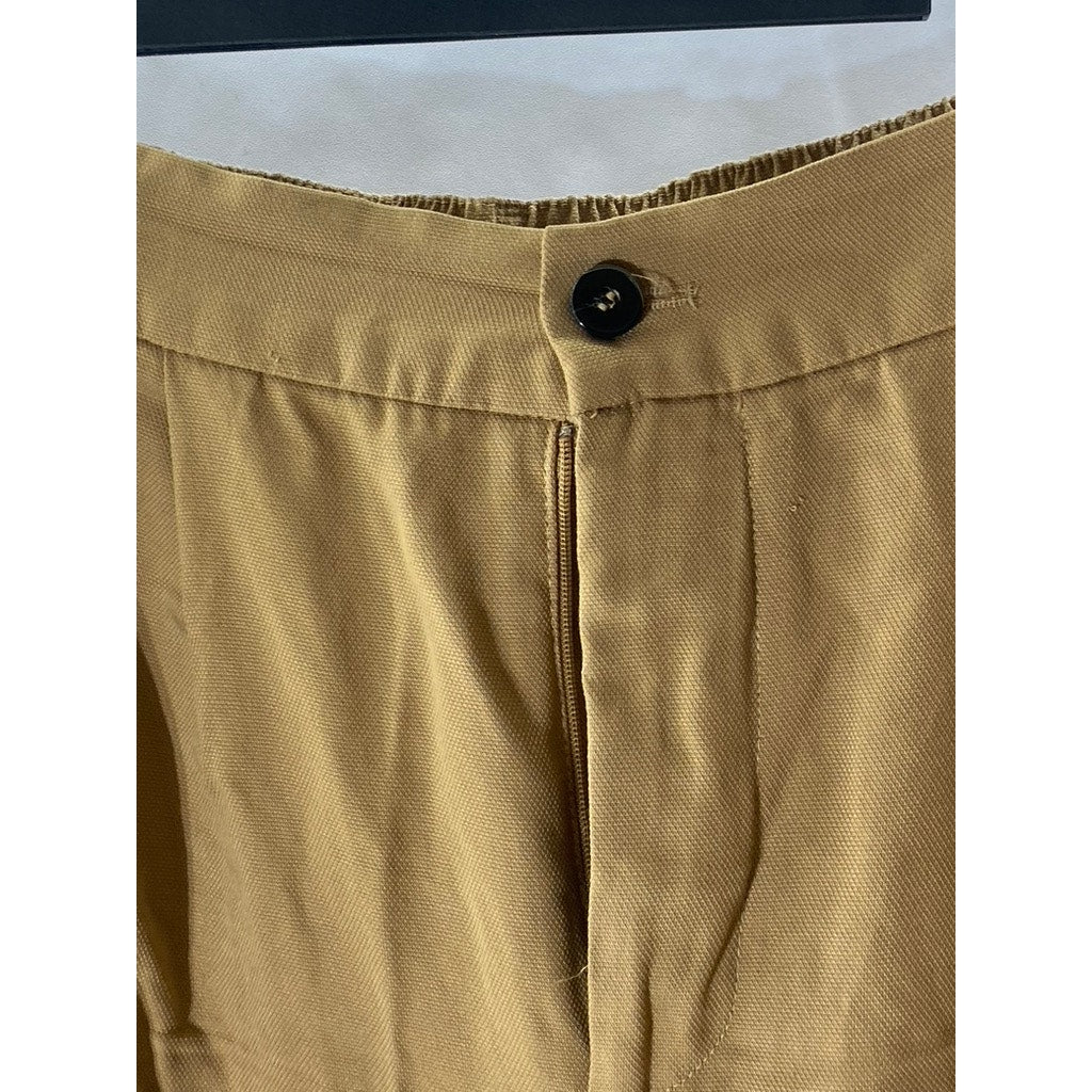 ZARA Women's Tan Cuffed Cropped Trousers SZ XS