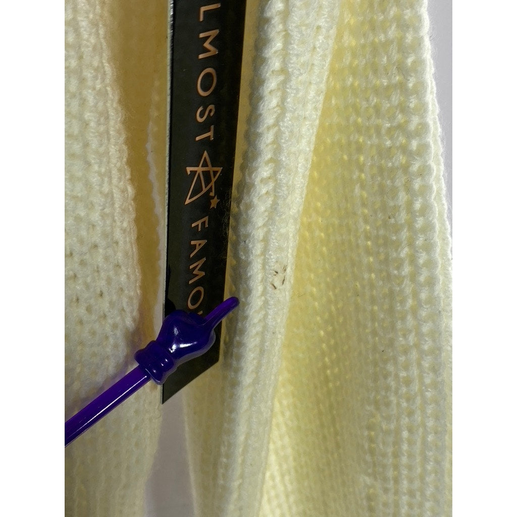 ALMOST FAMOUS Women’s Cream Cable Knit Crewneck Long Sleeve Sweater SZ L