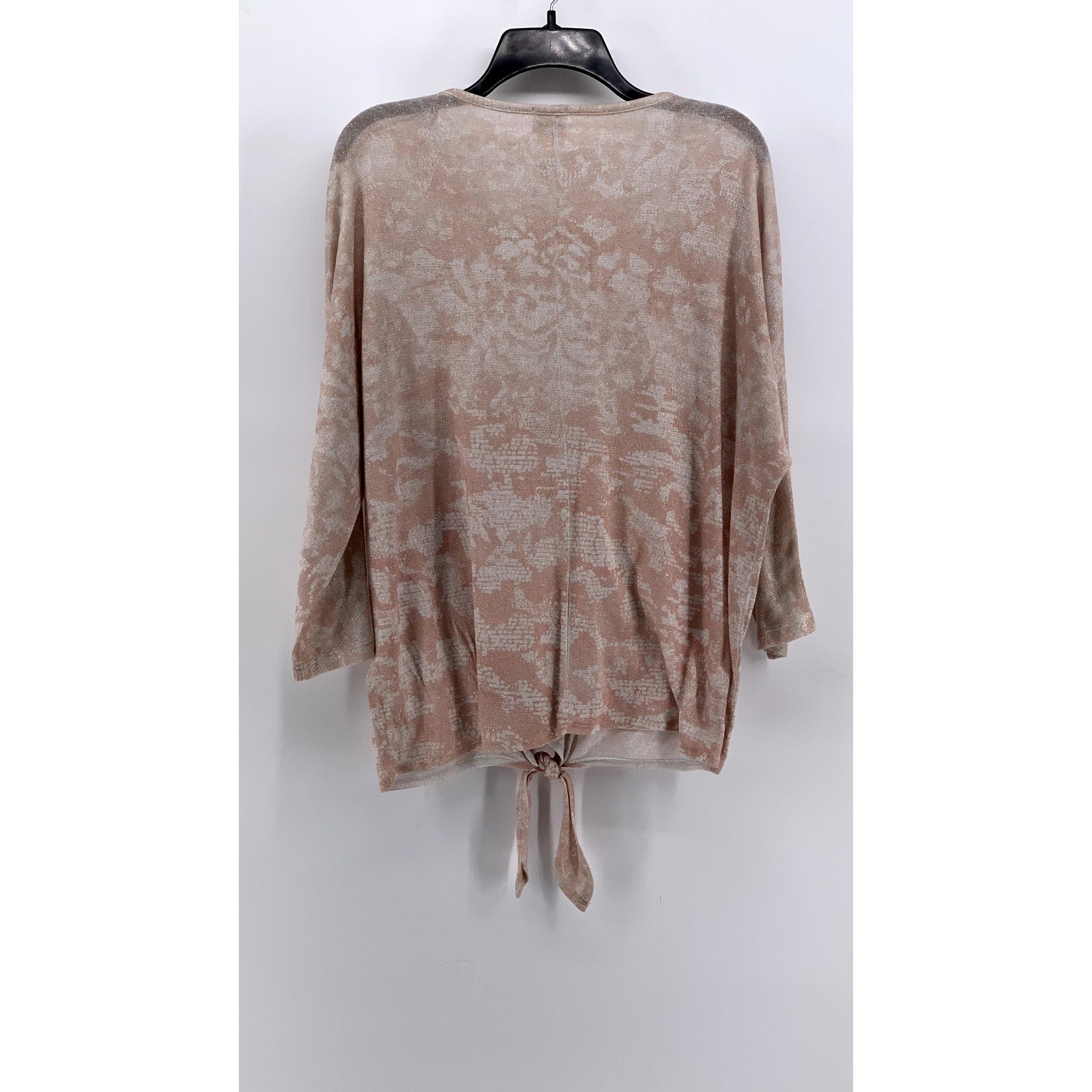 CHICO'S Women's Pink Metallic Camo Like Printed Tie-Front Top SZ 2(US-L)