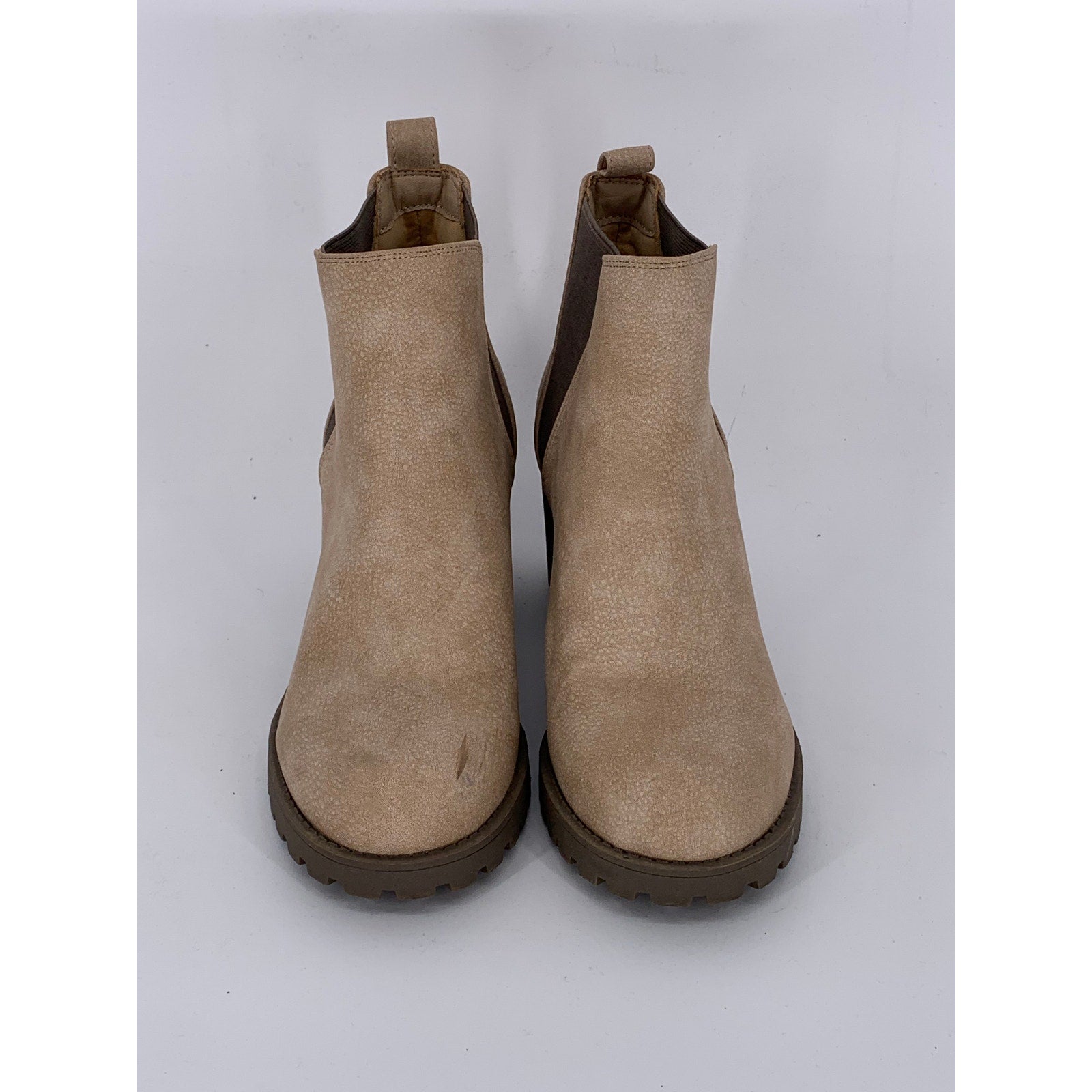 DIRTY LAUNDRY Women's Tan Slip-On Block-Heel Lita Chelsea Boots SZ 6.5