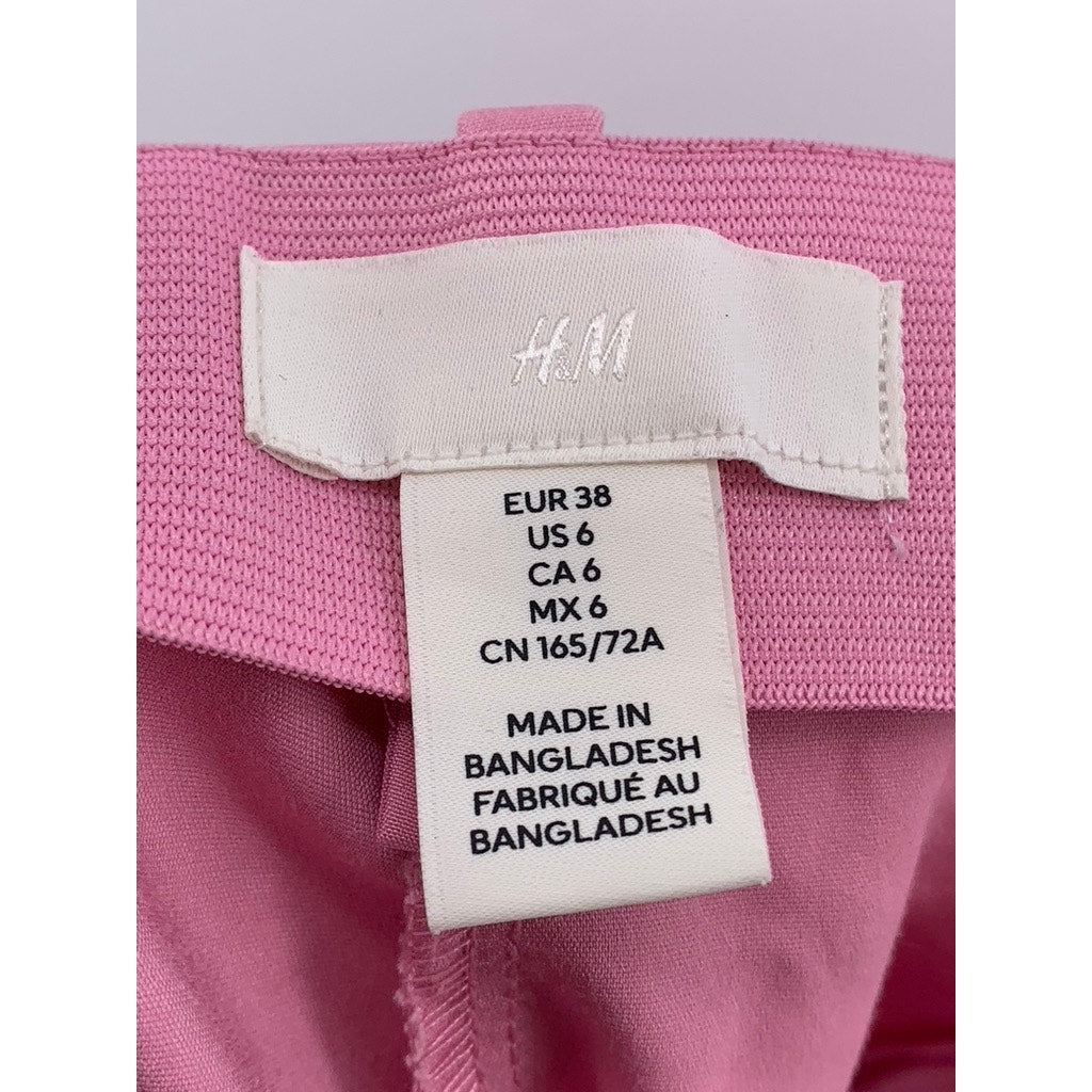 H&M Women's Bubblegum Pink Solid Skinny Leg Mid-Rise Pant SZ 6