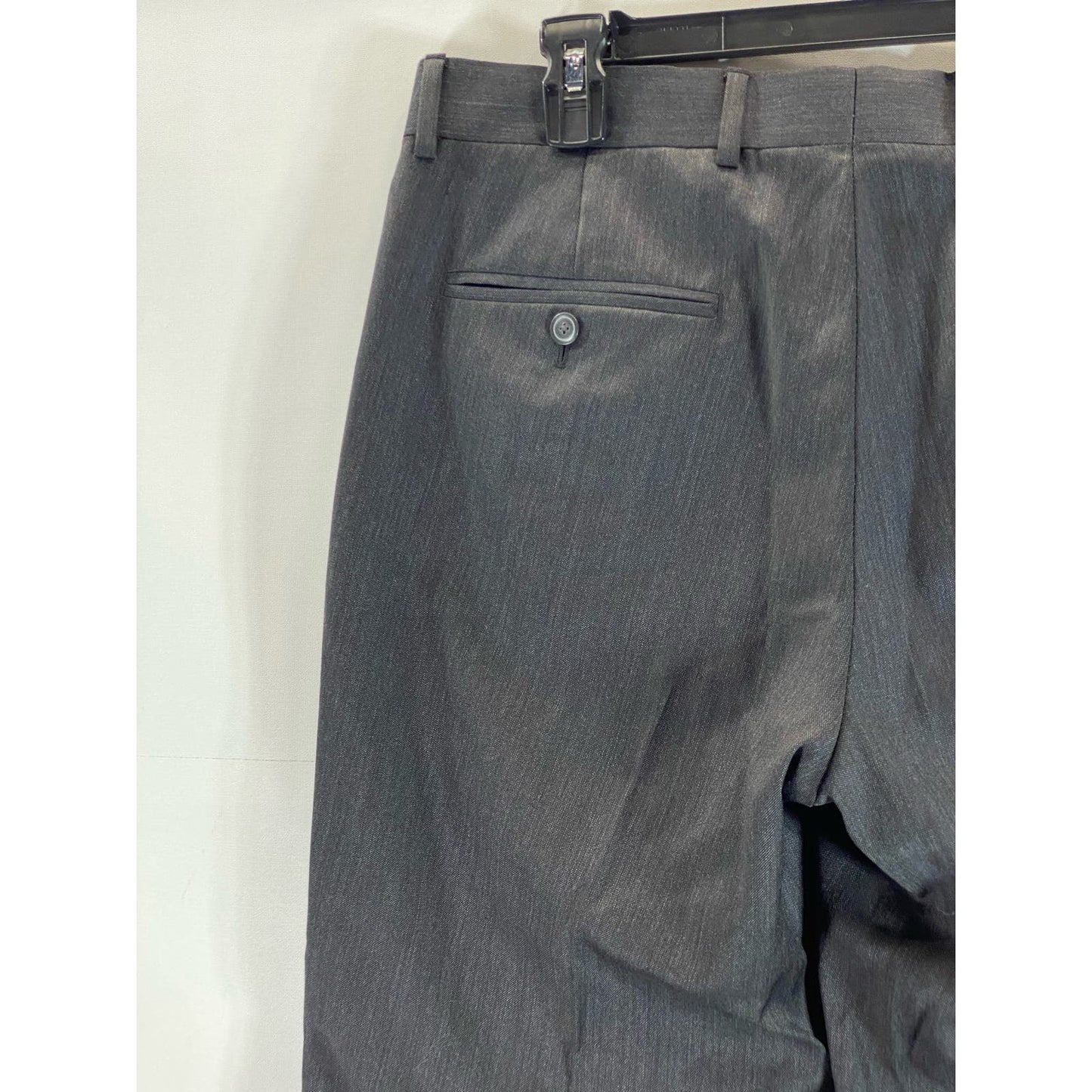 EGARA Men's Charcoal Birdseye Super 120s Wool Flat Front Dress Pants SZ 32