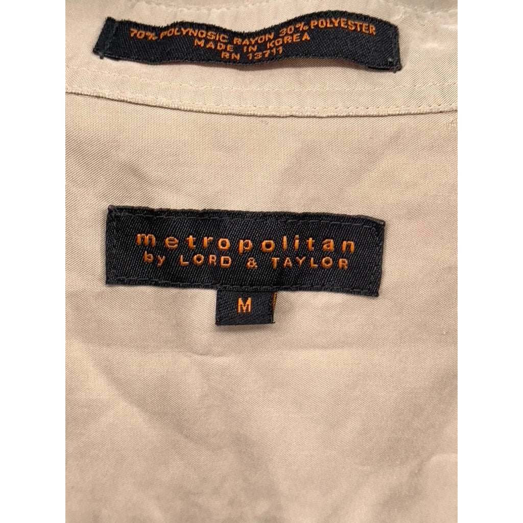 METROPOLITAN By LORD & TAYLOR Men's Beige Button-Up Long Sleeve Shirt SZ M